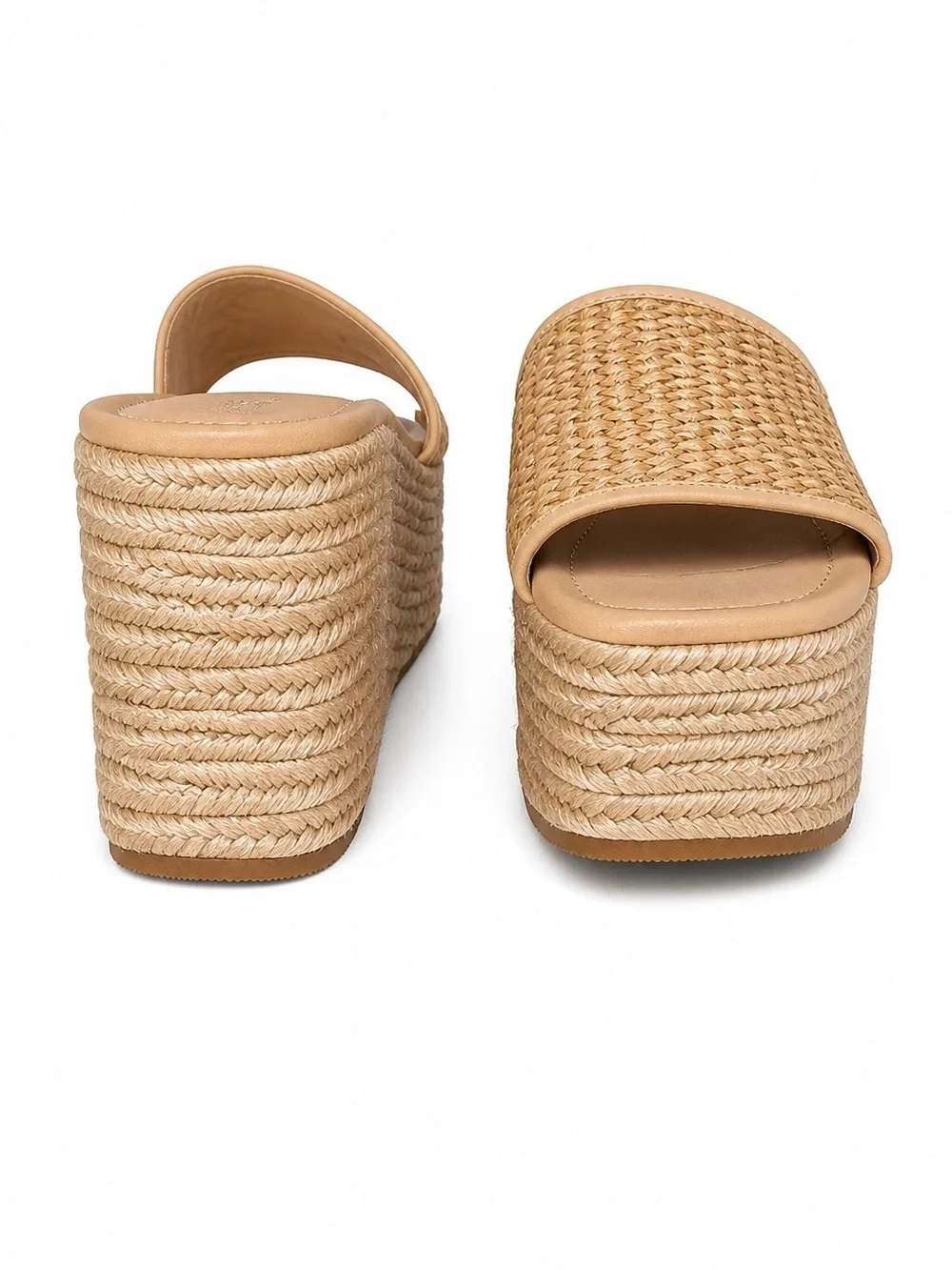 Veronica Beard Natural Woven Espadrille Wedge Mules